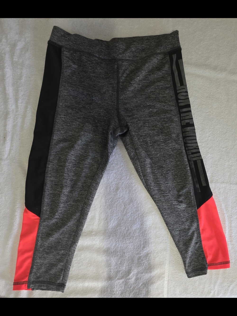 Women's Athletic Capri Leggings - Gray with Neon Pink Accents